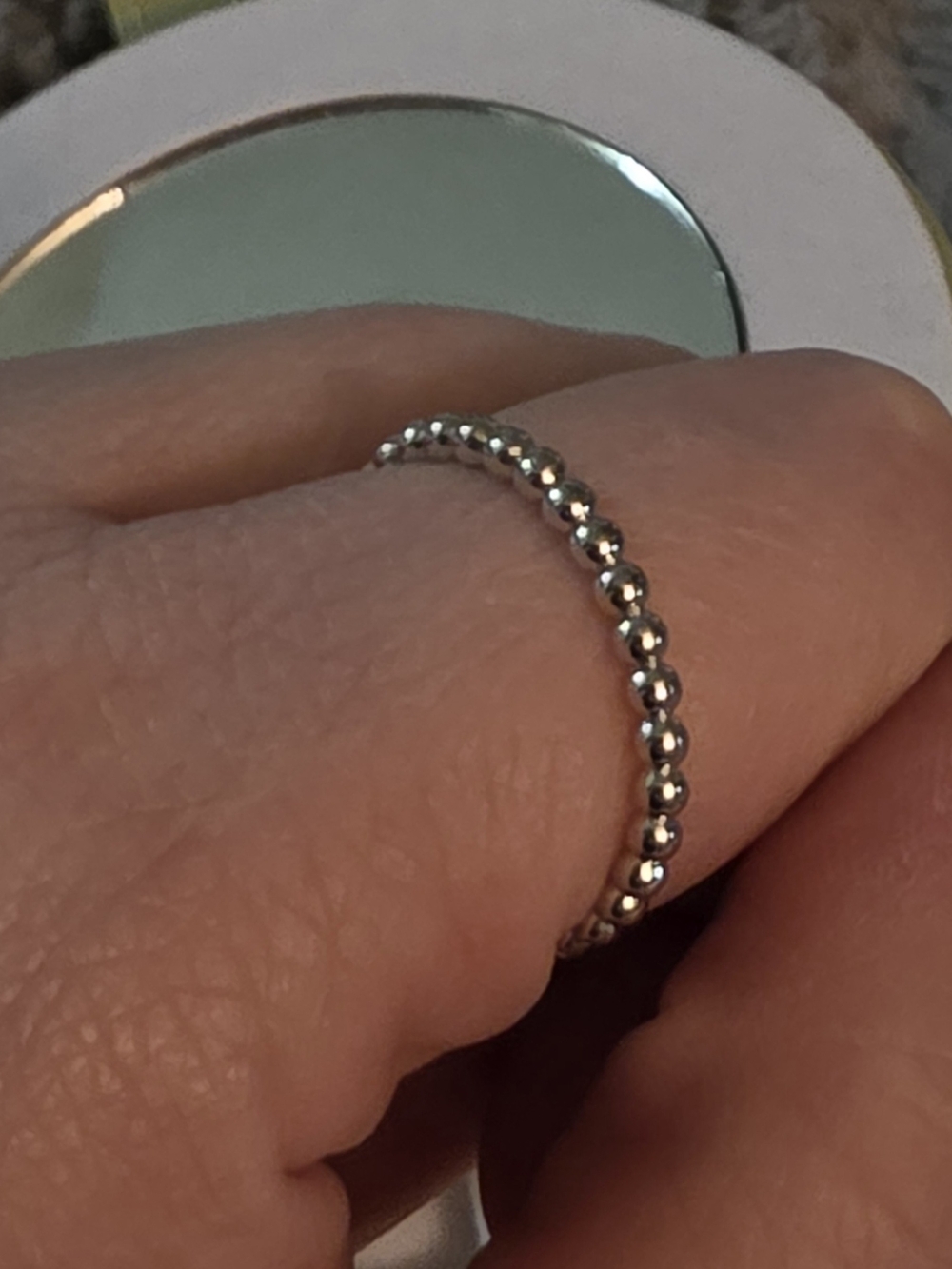 Sterling Beaded Stackable Ring - Silver